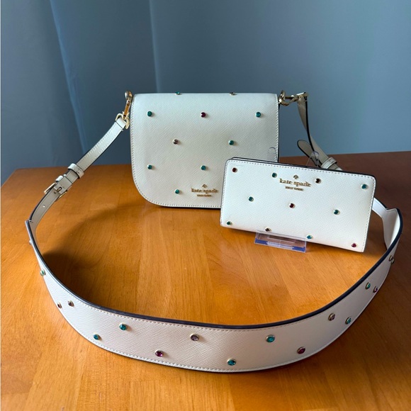 Kate Spade Madison Studded Saddle Bag With Large Bifold Wallet - Picture 1 of 8